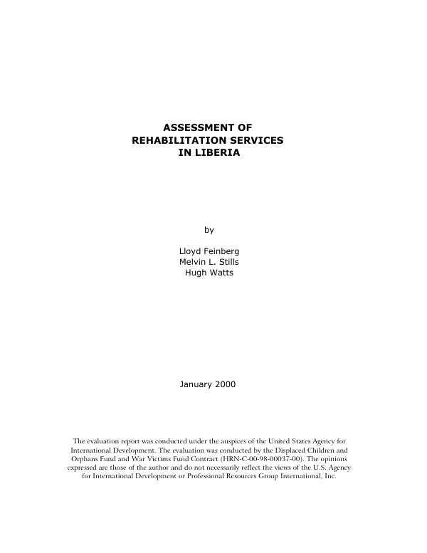 Assessment of rehabilitation services in Liberia