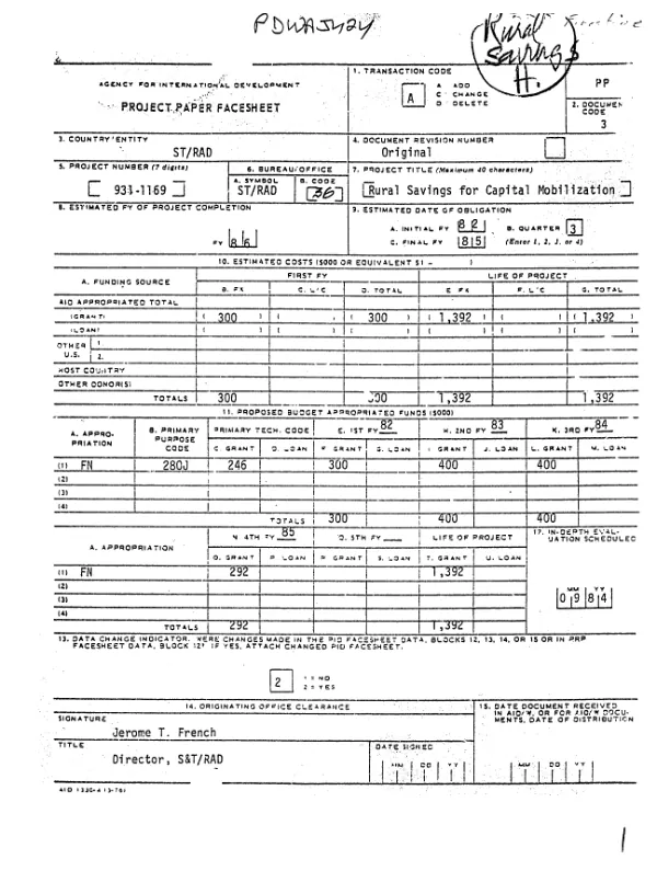 Rural savings for capital mobilization