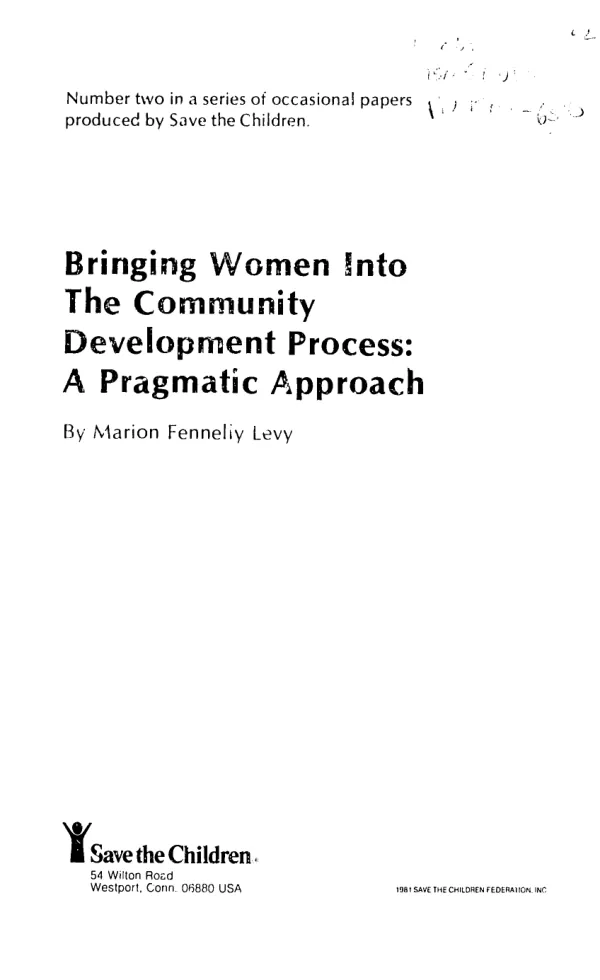 Bringing women into the community development process : a pragmatic approach