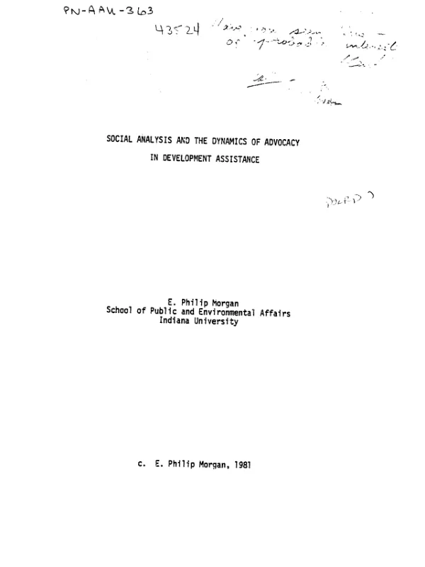Social analysis and the dynamics of advocacy in development assistance