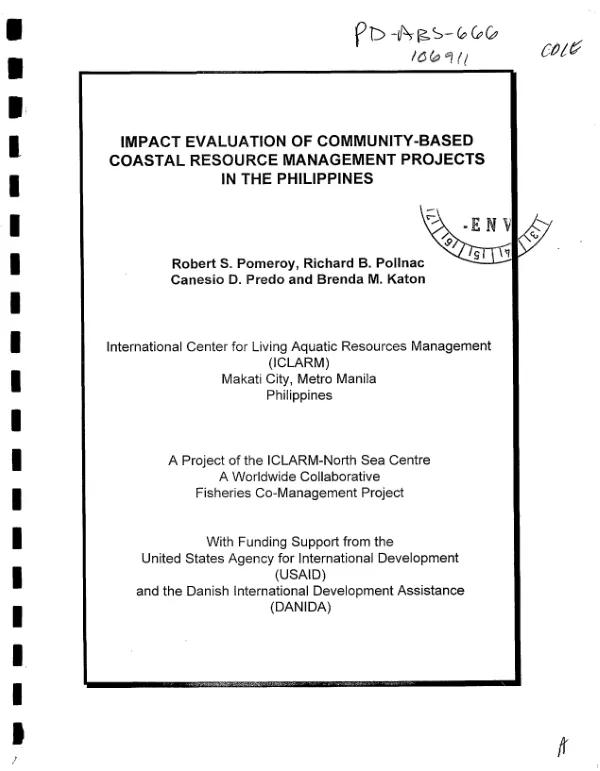 Impact evaluation of community-based coastal resource management projects in the Philippines