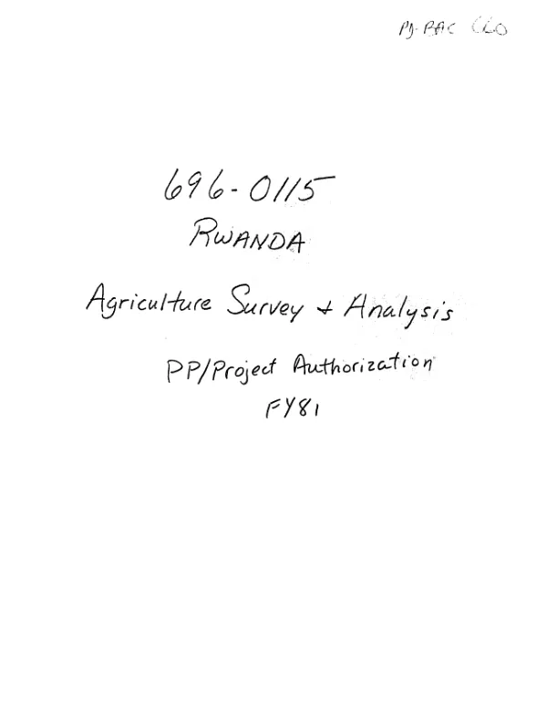 Rwanda agricultural survey and analysis