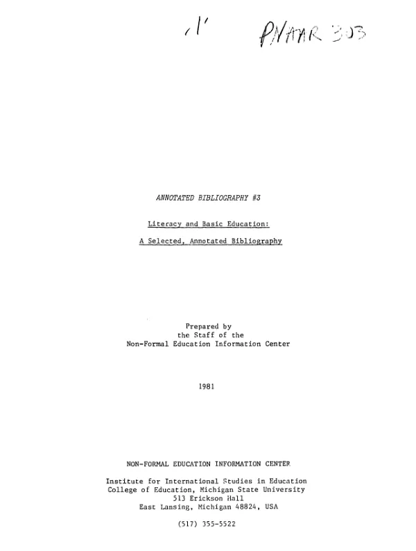 Literacy and basic education : a selected, annotated bibliography
