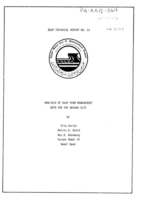 Analysis of EWUP farm management data for the Abyuha site