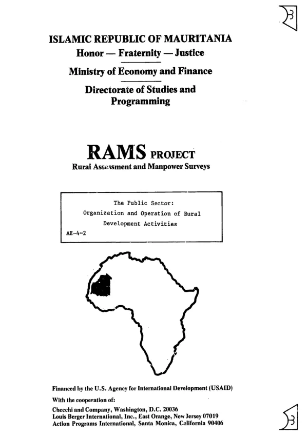 Public sector : organization and operation of rural development activities
