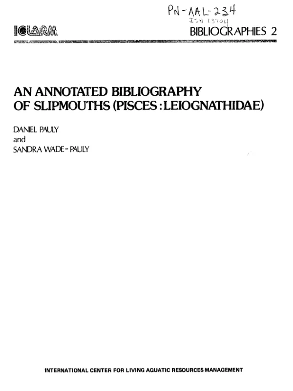 Annotated bibliography of slipmouths (Pisces : Leiognathidae)