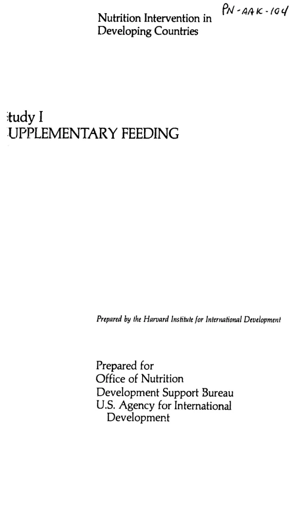 Nutrition intervention in developing countries; study I, supplementary feeding