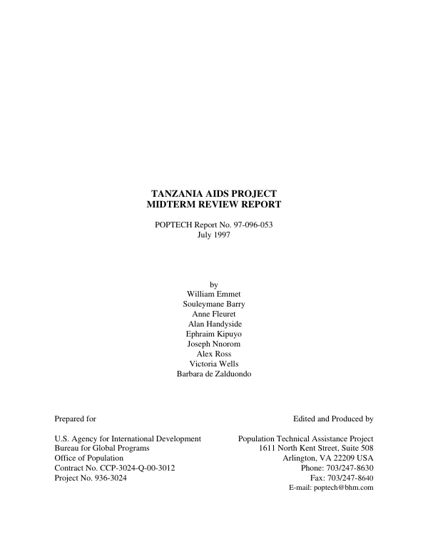 Tanzania AIDS project midterm review report