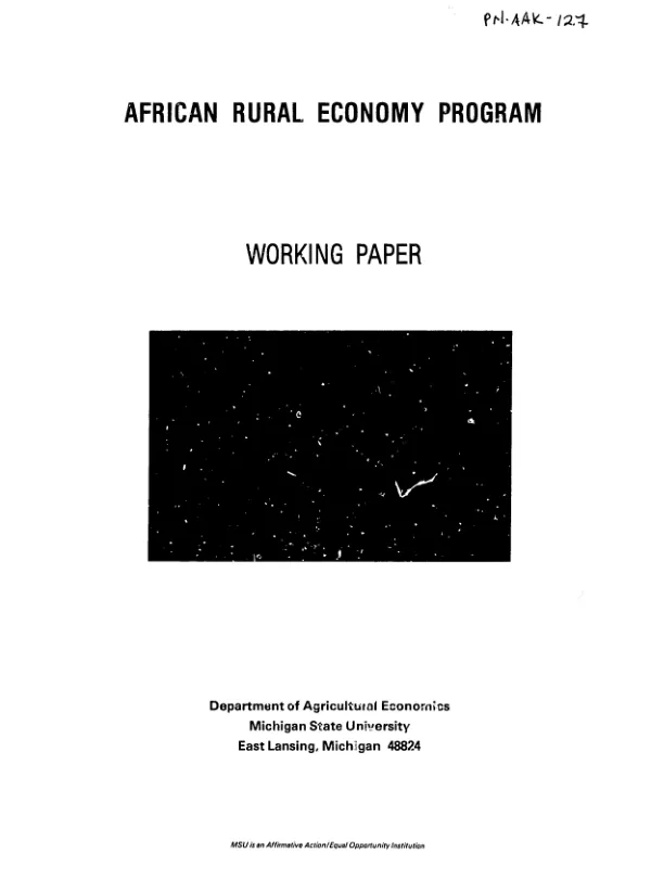 Assessment of animal traction in Francophone West Africa
