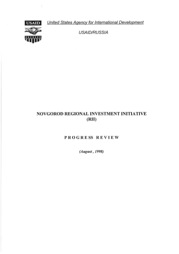 Novgorod regional investment initiative (RII) : progress review