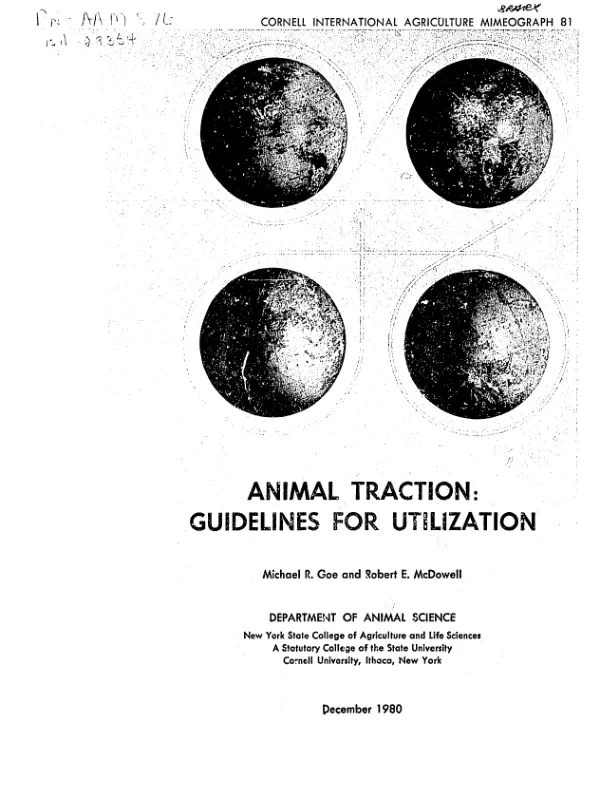 Animal traction : guidelines for utilization
