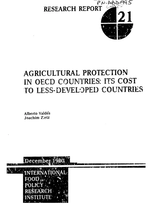 Agricultural protection in OECD countries : its cost to less-developed countries