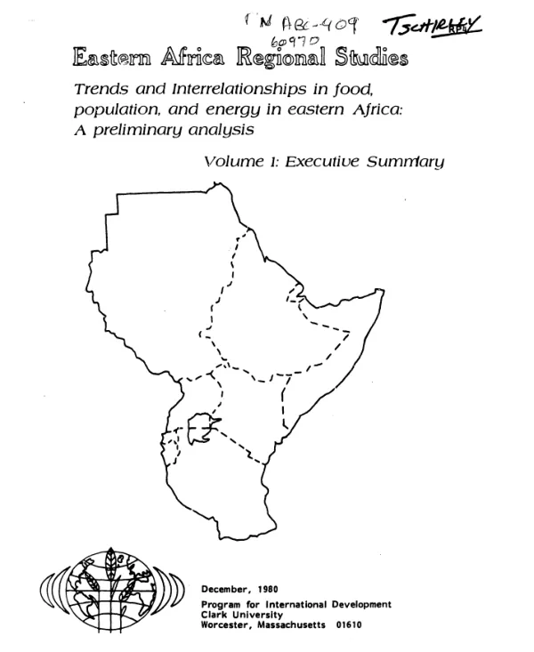 Trends and interrelationships in food, population, and energy in eastern Africa : a preliminary analysis -- volume 1, overview