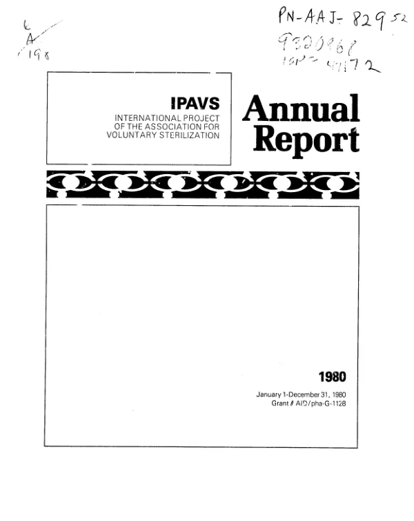 IPAVS, International Project of the Association for Voluntary Sterilization, annual report, 1980