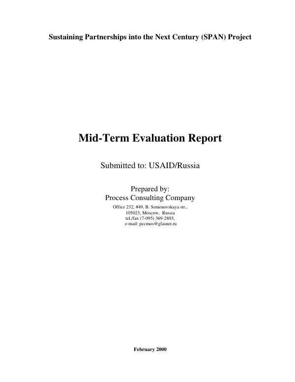 Sustaining partnerships into the next century (SPAN) project : mid-term evaluation report