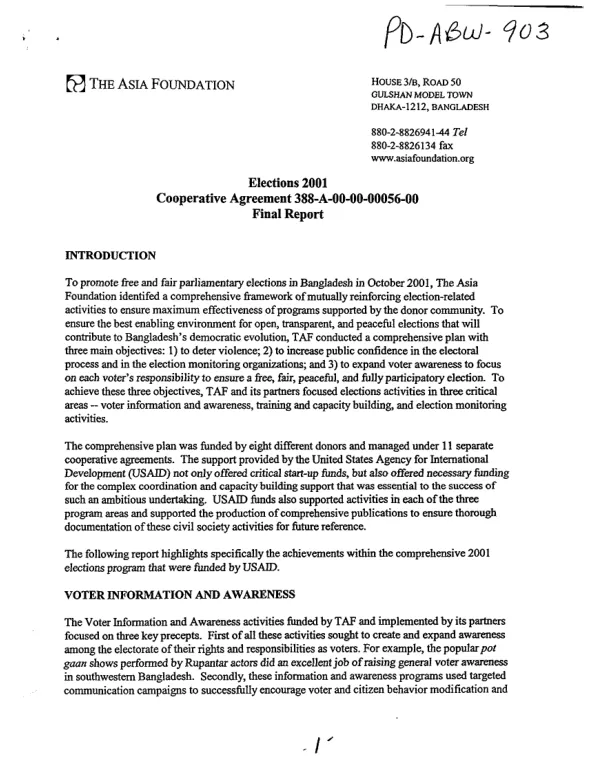 Training in alternative energy technologies : group project resources assessment