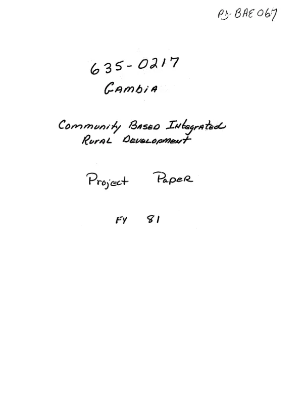 Operational program grant proposal for a community based integrated rural development program in The Gambia
