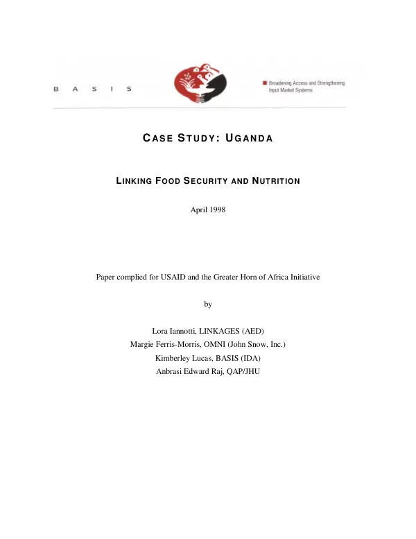 Case study : Uganda -- linking food security and nutrition