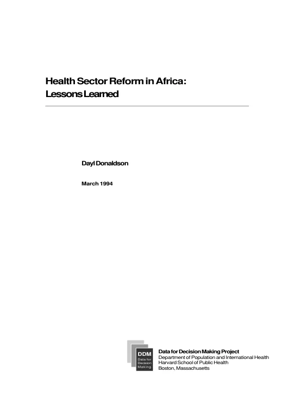 Health sector reform in Africa : lessons learned