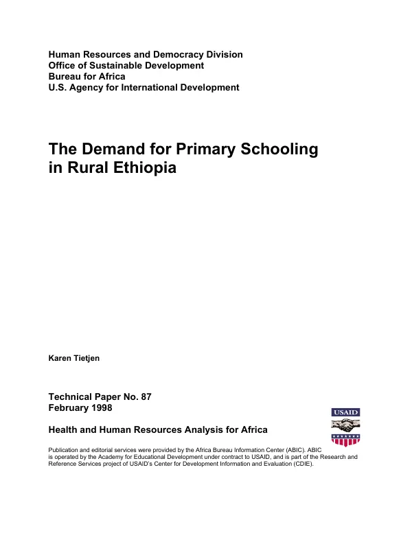 The demand for primary schooling in rural Ethiopia