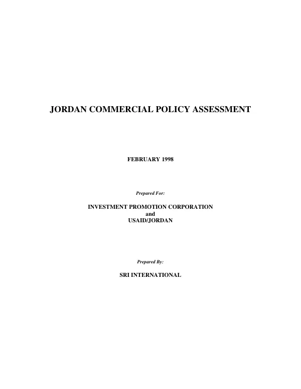 Jordan commercial policy assessment