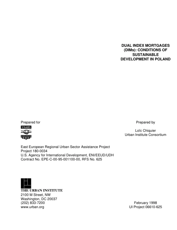 Dual index mortgages (DIMs) : conditions of sustainable development in Poland
