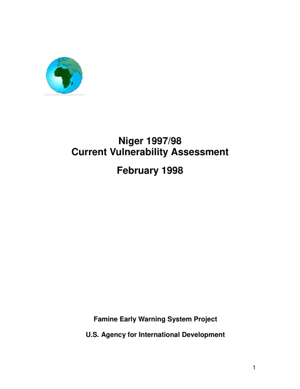 Niger 1997/98 current vulnerability assessment
