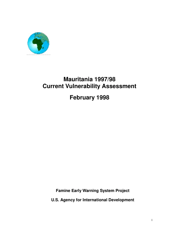 Mauritania 1997/98 current vulnerability assessment