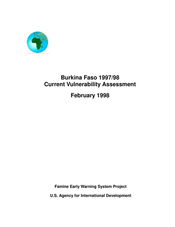 Burkina Faso 1997/98 current vulnerability assessment