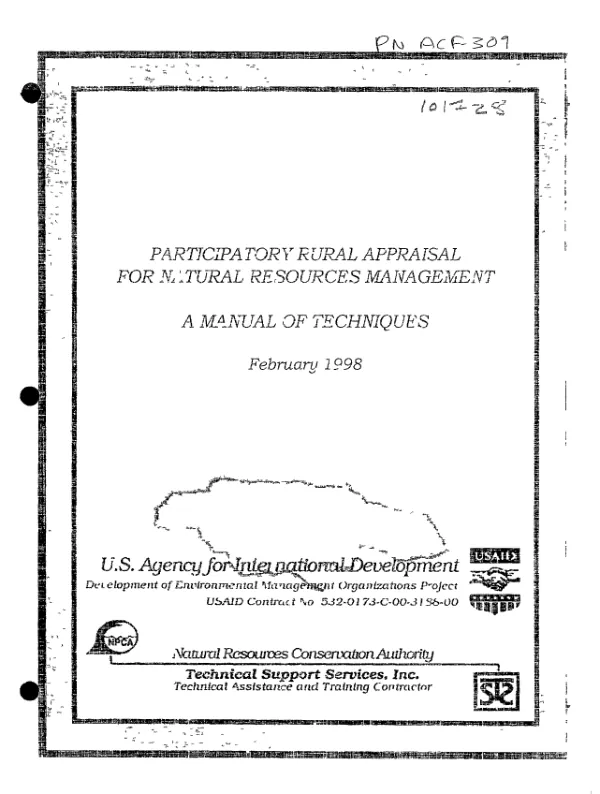 Participatory rural appraisal for natural resources management : a manual of techniques