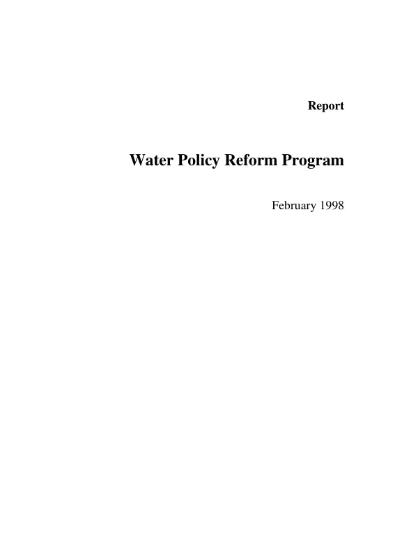 Report : water policy reform program