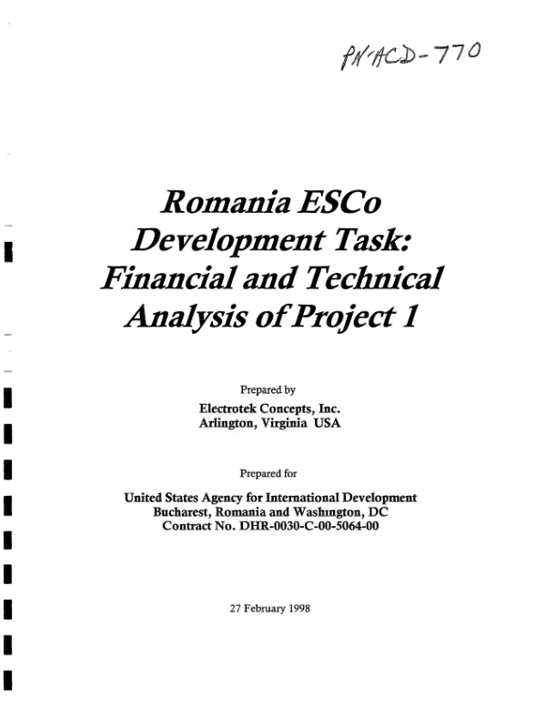 Evaluation of ESCo [Energy Service Company] energy efficiency opportunities at the CIMUS cement plant, Romania