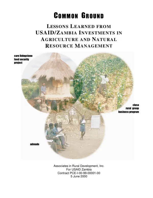 Lessons learned from USAID/Zambia investments in agriculture and natural resource management