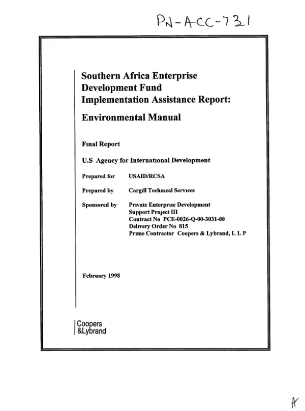 Southern Africa Enterprise Development Fund -- implementation assistance report : environmental manual -- final report