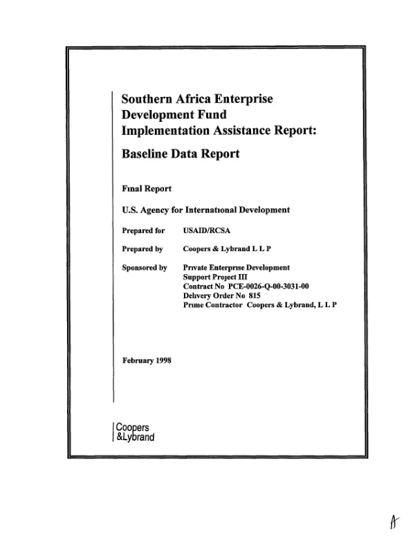 Southern Africa Enterprise Development Fund -- implementation assistance report : baseline data report -- final report