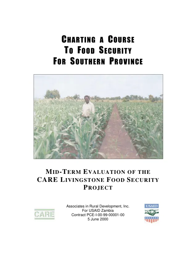 Charting a course to food security for Southern Province : mid-term evaluation of the CARE Livingstone food security project