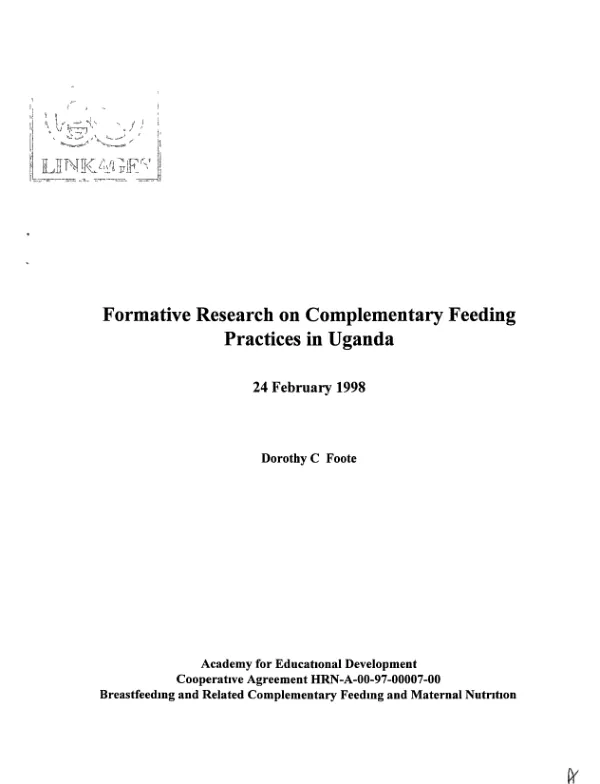 Formative research on complementary feeding practices in Uganda