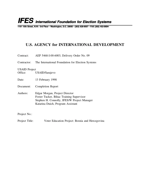Bosnia and Hercegovina : voter education program -- 1997 [completion report]