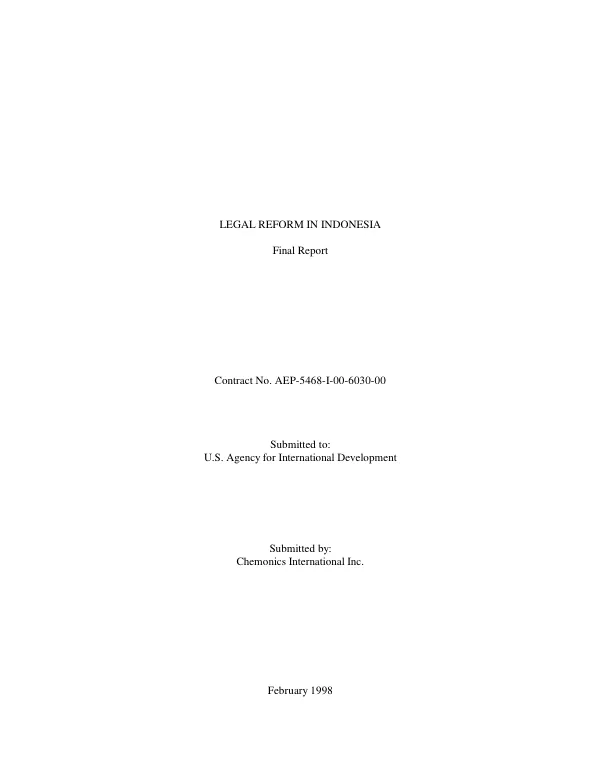 Legal reform in Indonesia -- final report