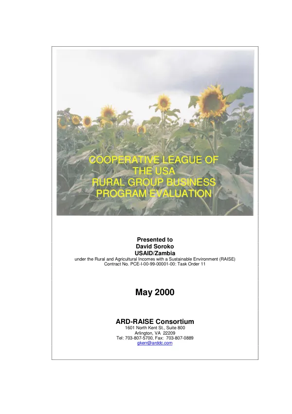 Cooperative League of the USA : rural group business program evaluation