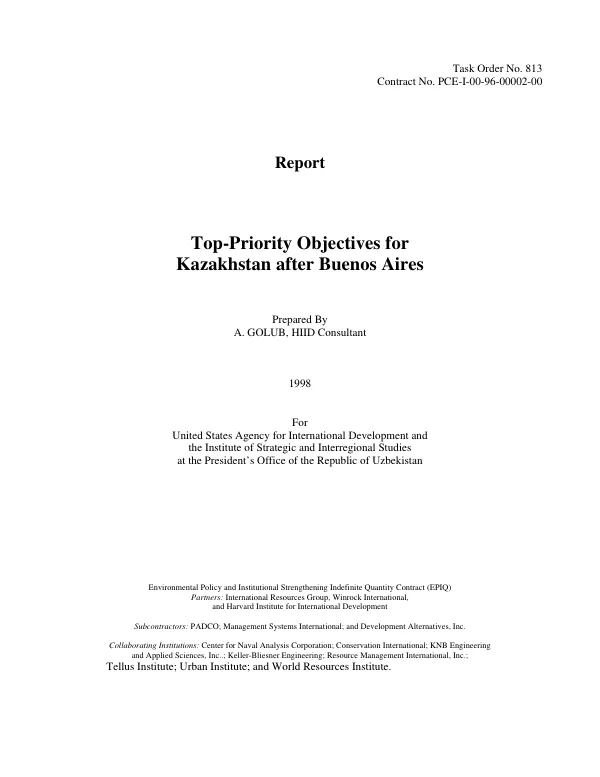 Top-priority objectives for Kazakhstan after Buenos Aires