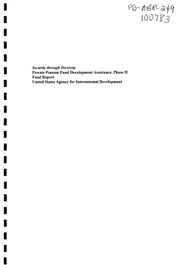 Security through diversity : private pension fund development assistance, phase II -- final report [Poland]