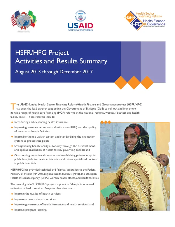 HSFR/HFG project activities and results summary, August 2013 through December 2017