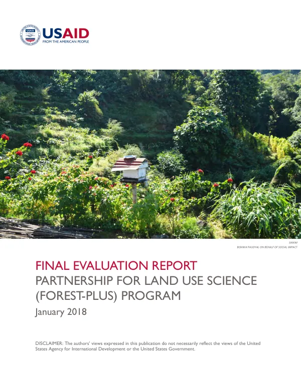 Partnership for land use science (Forest-PLUS) program : final evaluation report