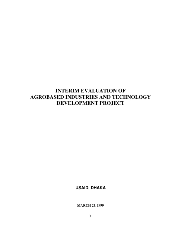 Interim evaluation of agrobased industries and technology development project