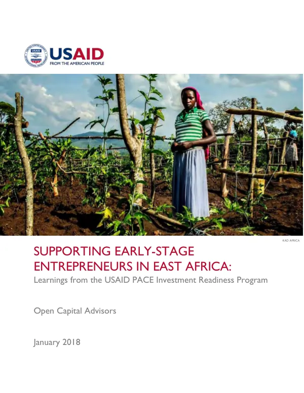 Supporting early-stage entrepreneurs in East Africa : learnings from the USAID PACE investment readiness program