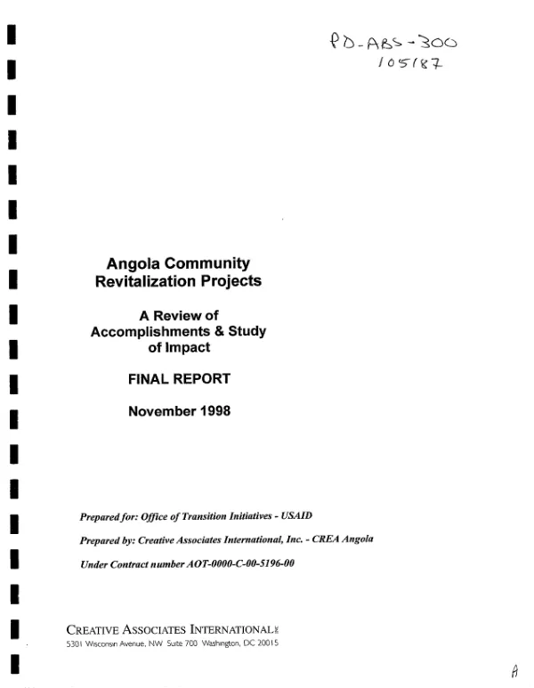 Angola revitilization projects : a review of accomplishments and study of impact -- final report