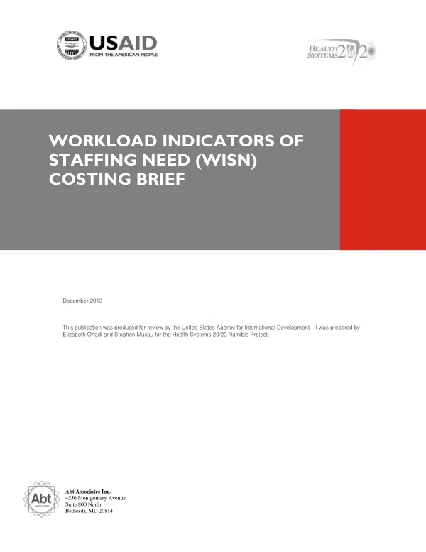 WORKLOAD INDICATORS OF STAFFING NEED (WISN) COSTING BRIEF