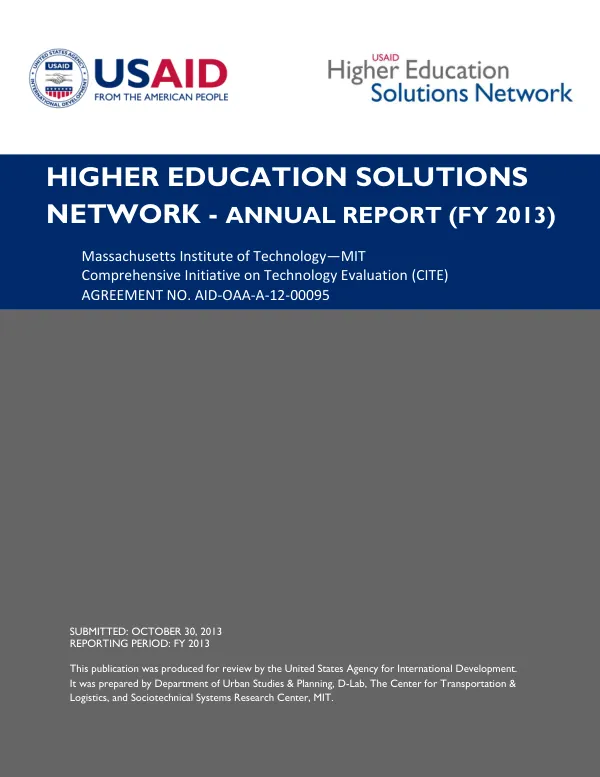 AID-OAA-A-12-00095_CITE_FY13 Annual Report; Higher Education Solutions Network