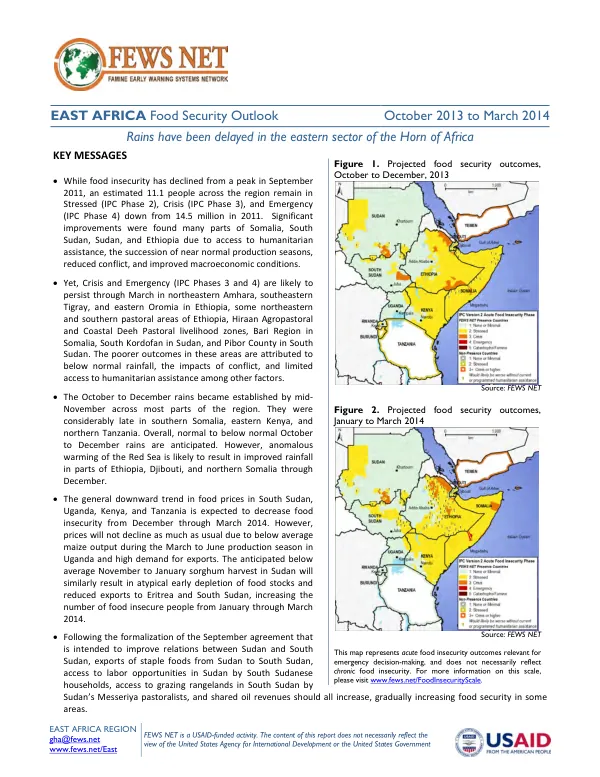 East Africa regional food security outlook, October 2013 to March 2014